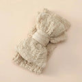 DIY Bowknot Kids Headband – woven cloth, high elastic, plaid pattern, children's hairband in beige