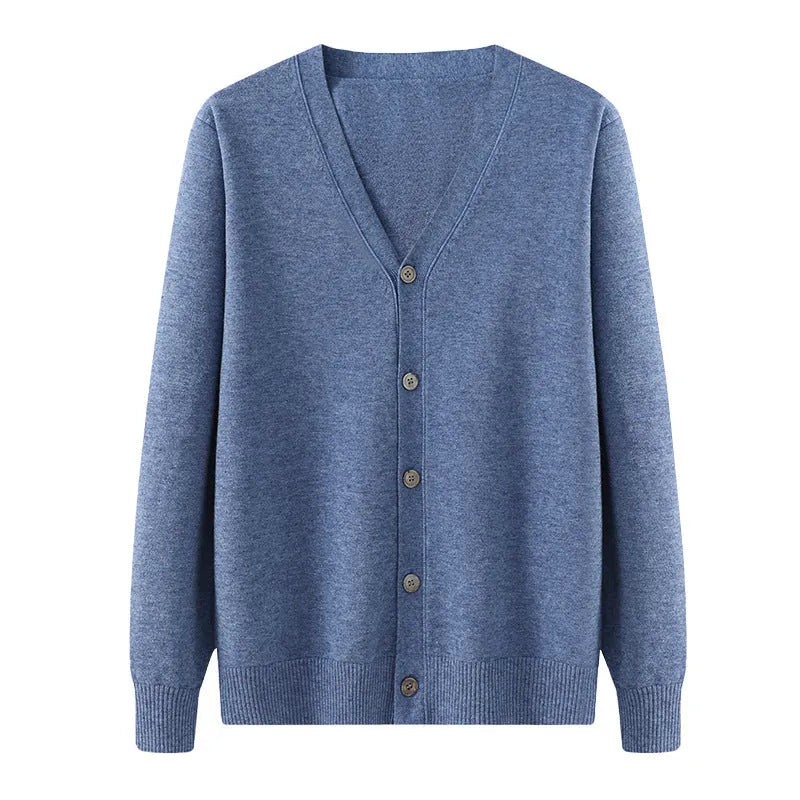 Men's Andy velvet loose cardigan coat in V-neck design with long sleeves showing colour options