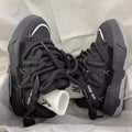 Women's grey thick sole retro sneakers with lace-up front and chunky 6-8cm heel