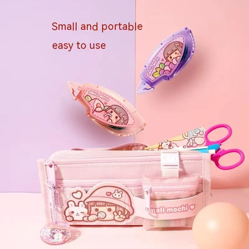 Dotting glue adhesive in plastic container with nozzle, available in peach, lemon, blueberry, butter and grape colours