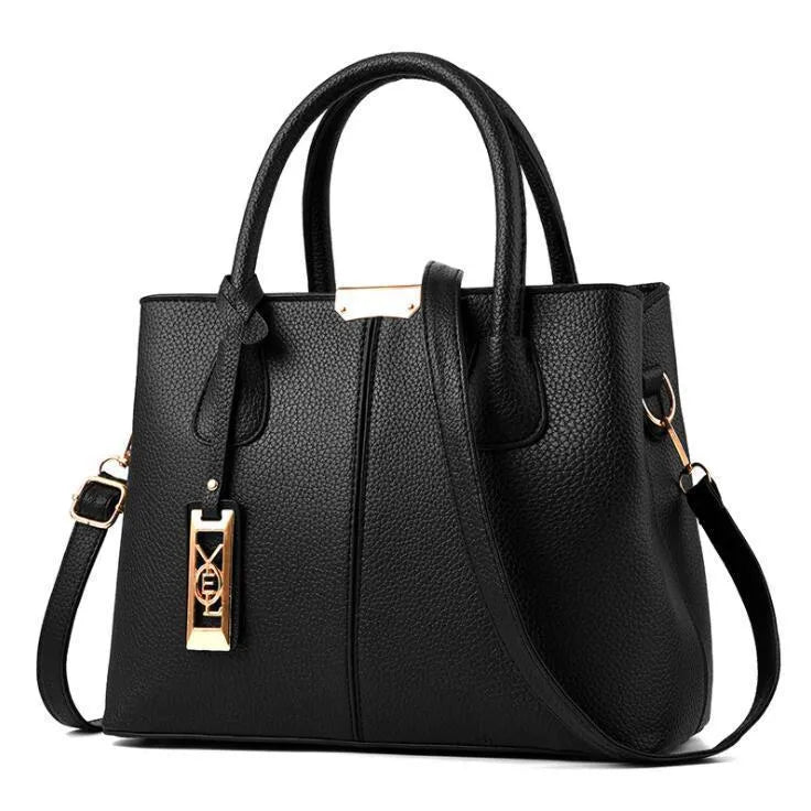 Soft PU large capacity fashion shoulder bag with leather strap in horizontal square shape