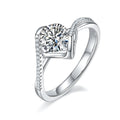 1-carat moissanite wedding ring set on S925 silver with platinum plating, gift box included