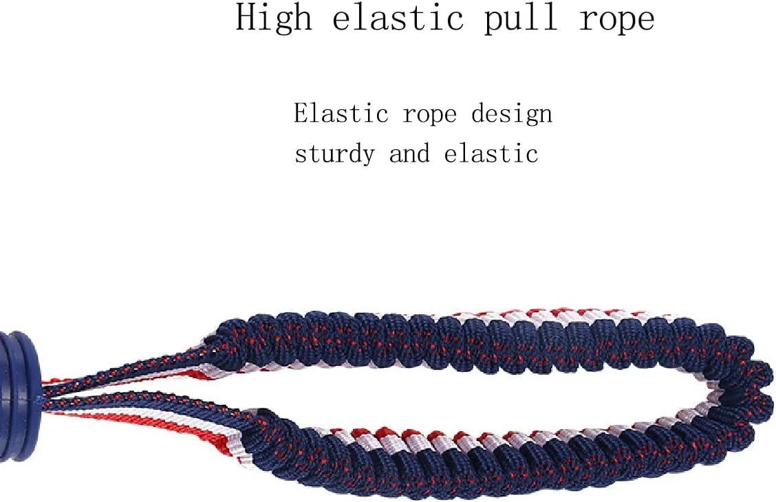 Blue and red durable rubber dog ball with rope attachment toy for medium and small dogs