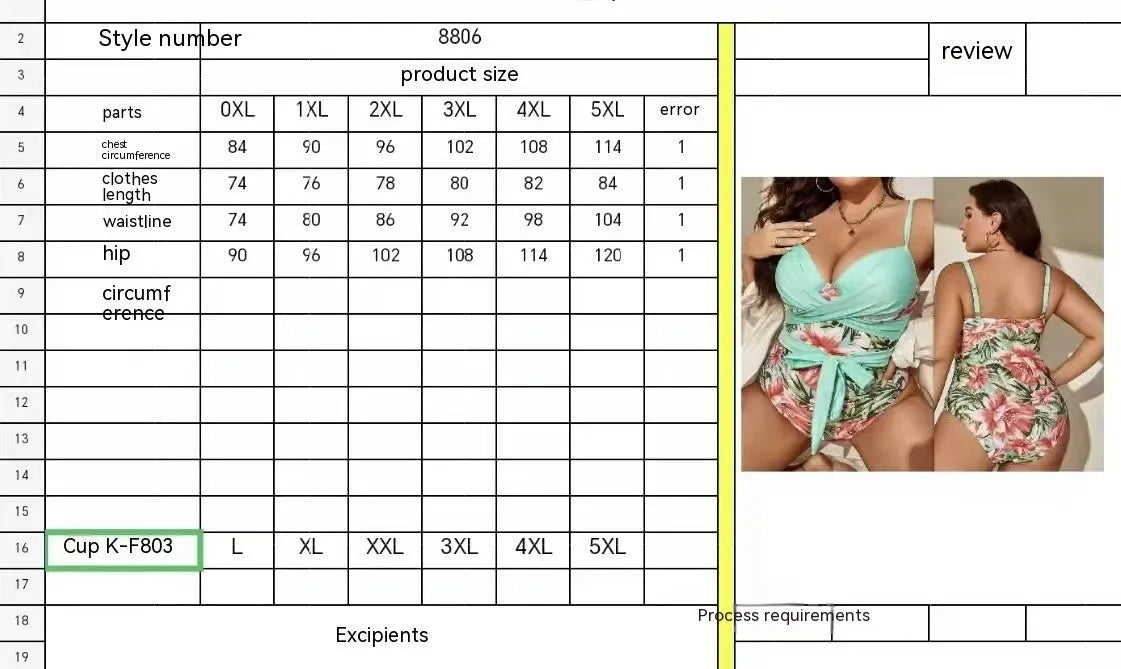 Women's plus size lace-up chest one-piece swimsuit in floral print on a mannequin