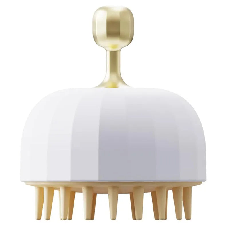 Green pet bath massage brush with dual-sided head and drain holes for dog and cat grooming