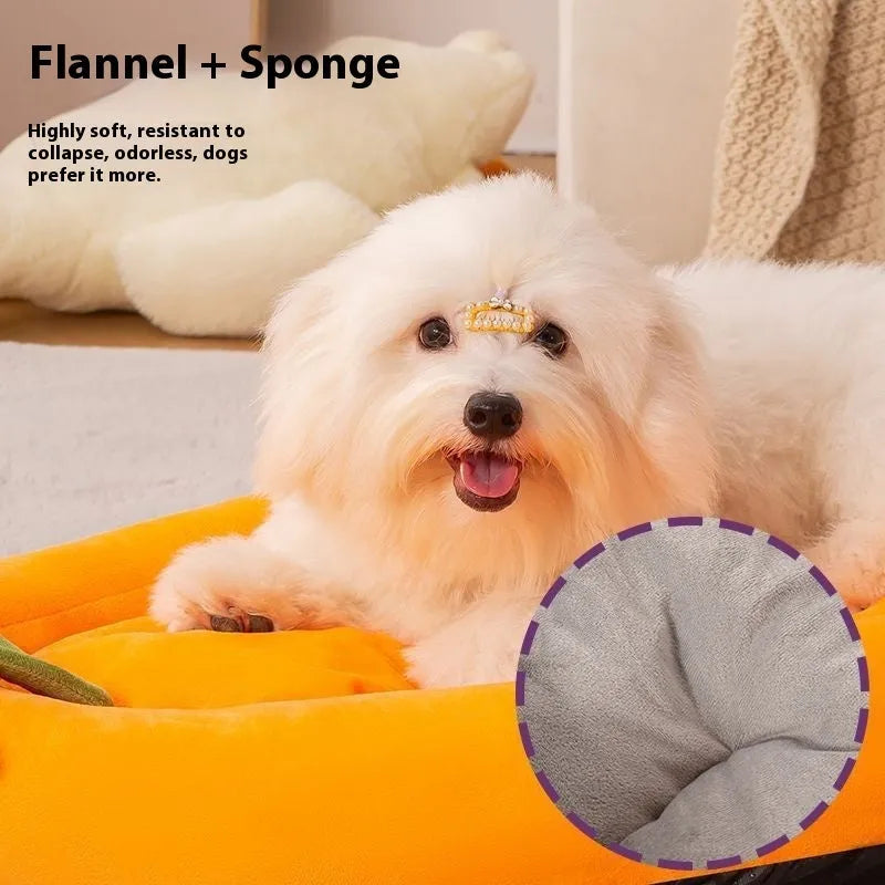 Washable dog mat with removable cloth cover in brown, shown in an L size for medium dogs.