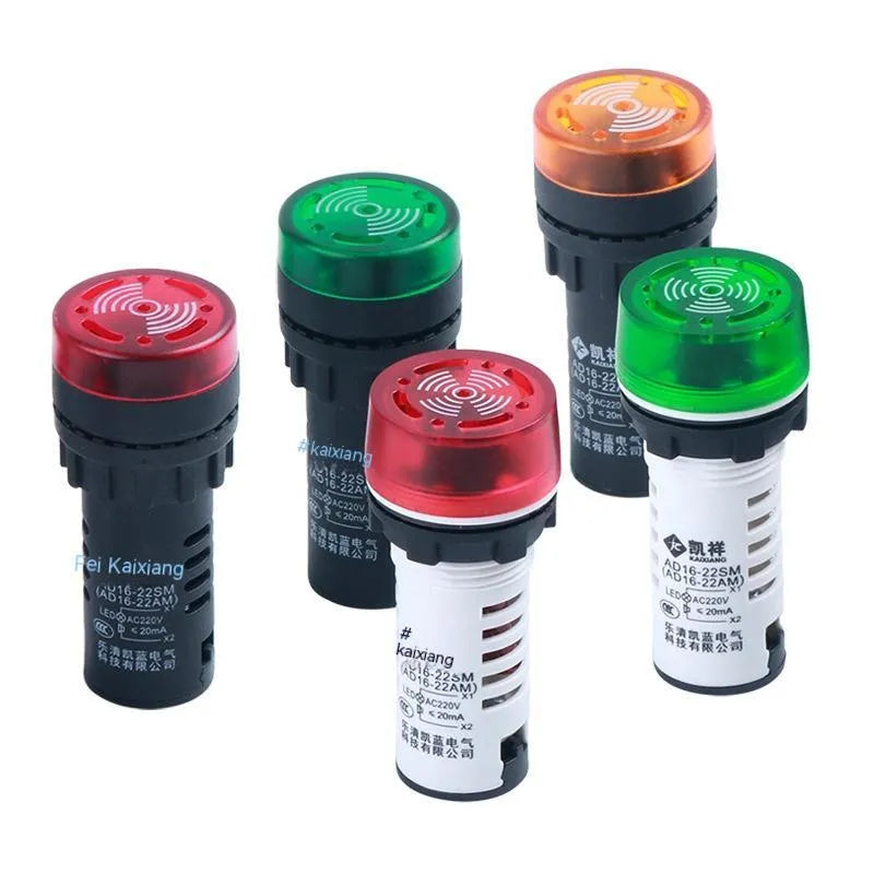 Red, green, and yellow LED flashing sound and light buzzer for 22mm panel mounting