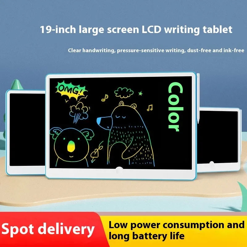 19-inch LCD children's drawing board in blue and white colour scheme with stylus