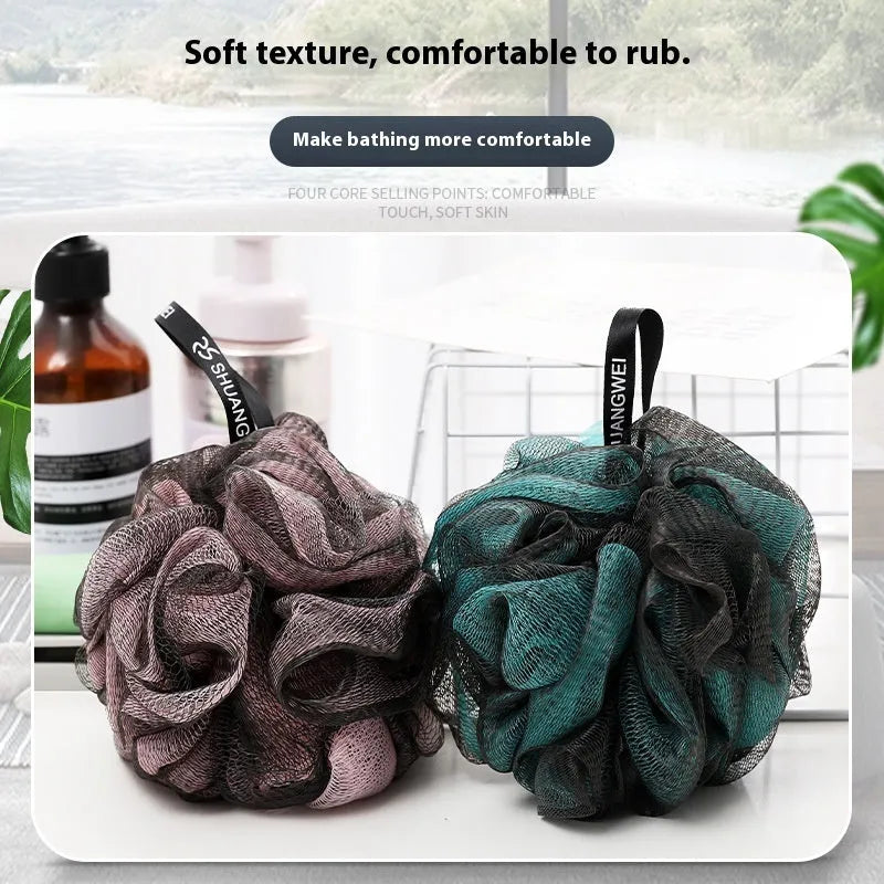Loofah bath foaming mesh sponge in pink, white, green, blue, purple - 11cm diameter PE sponge for gentle exfoliation