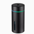Aluminium portable car humidifier and essential oil diffuser with night light on a black USB cable.