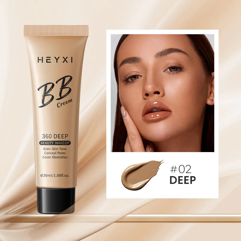 Tube of waterproof, sweat-proof BB cream in one of four colours (01, 02, 03, 04) for universal skin types.