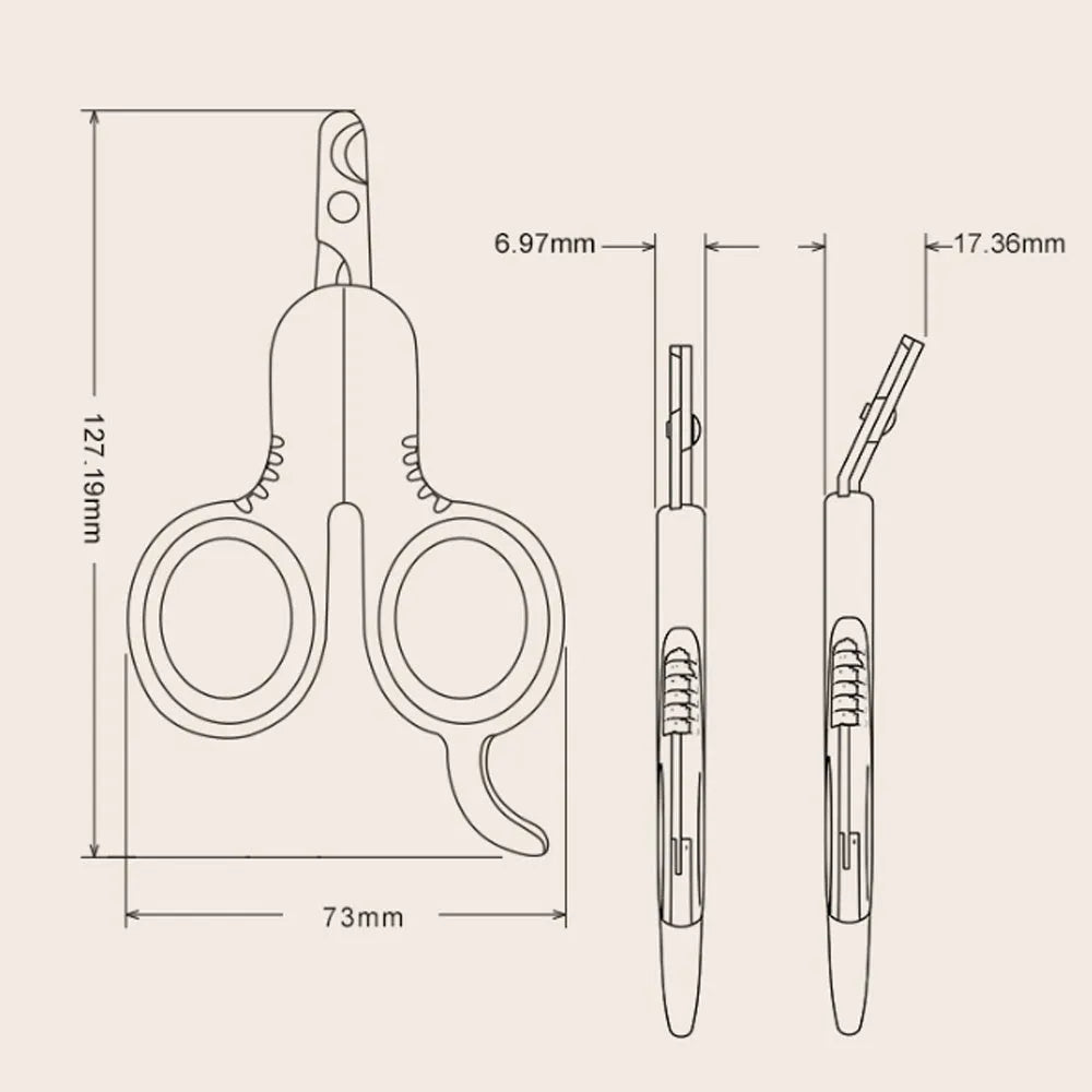 Professional pet nail clippers with curved stainless steel blades and ergonomic rubber handle for grooming cats and small dogs