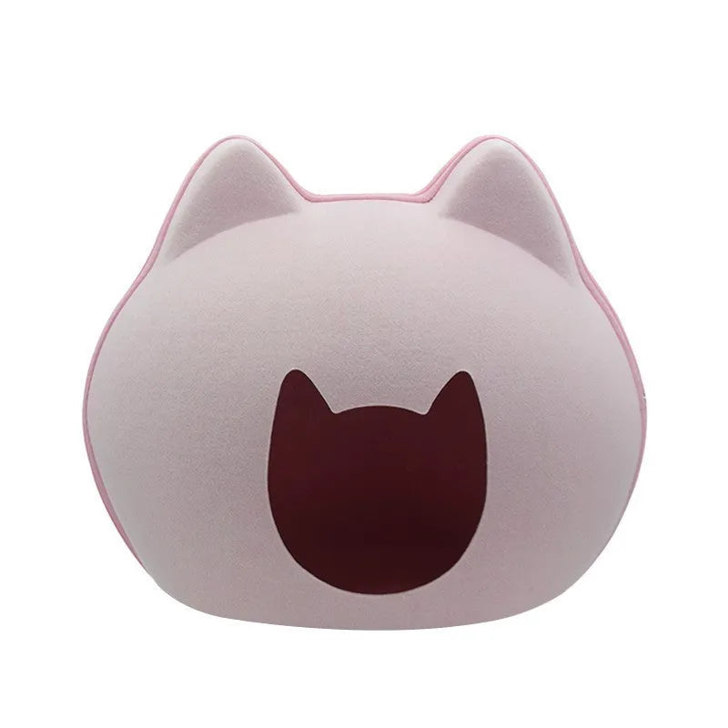 Enclosed felt cat litter house in grey, size 54x38x45cm, with entry hole on front side