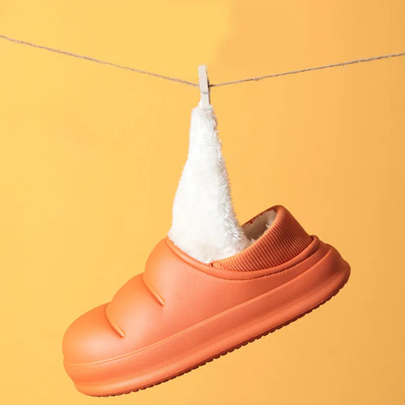 Women's waterproof cotton slippers with plush lining in multiple colour options