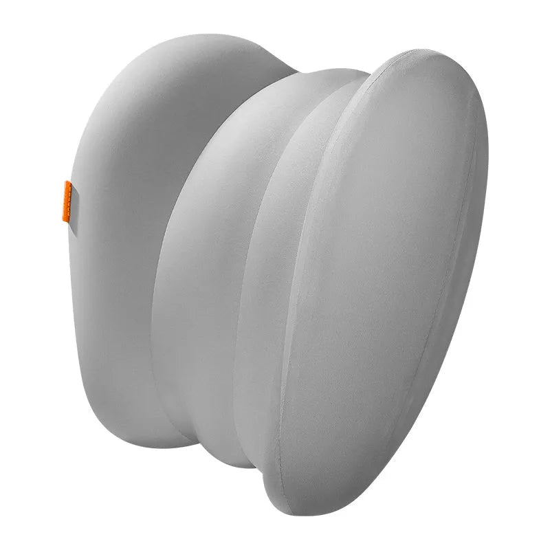 Grey and orange head restraint neck guard set for suspension bin cars with memory cotton filling