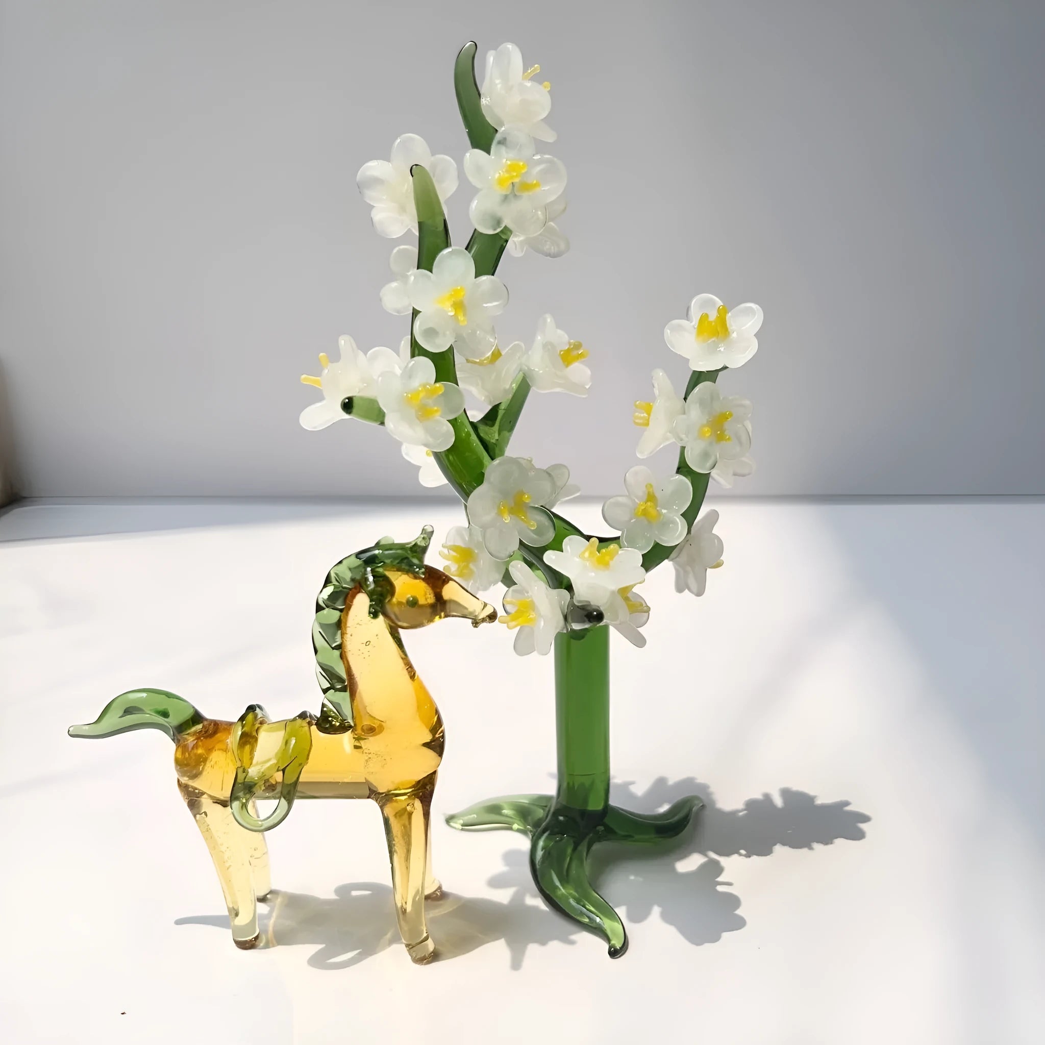 Brown and white coloured glaze horse figurine for office or home decor