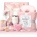 Aromatherapy bath gift set in modern plastic box with candles, soap, and bath products