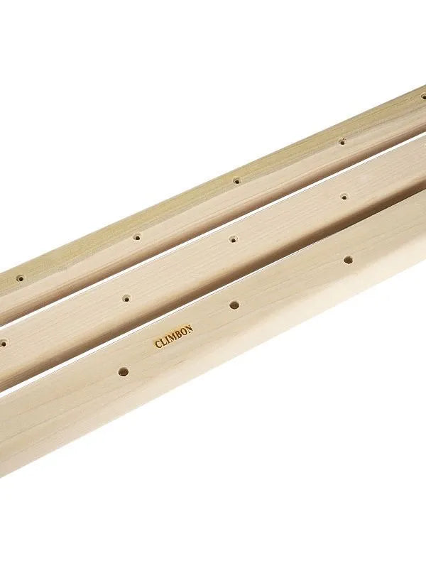 Set of three solid wooden finger grip training boards in 12cm, 40cm, and 50cm lengths.