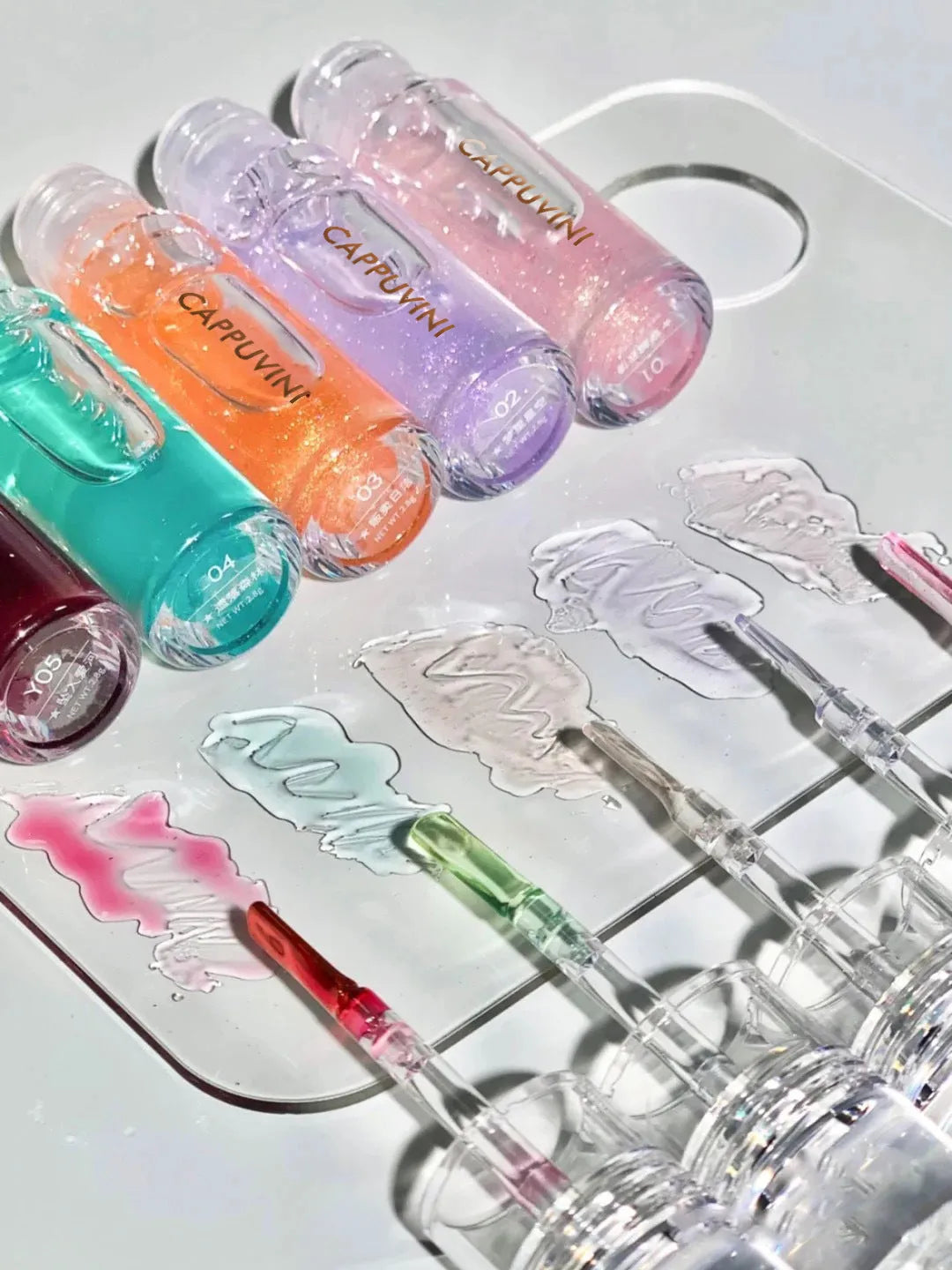 Water light transparent lip gloss in 5 shades with non-sticky moisturising formula