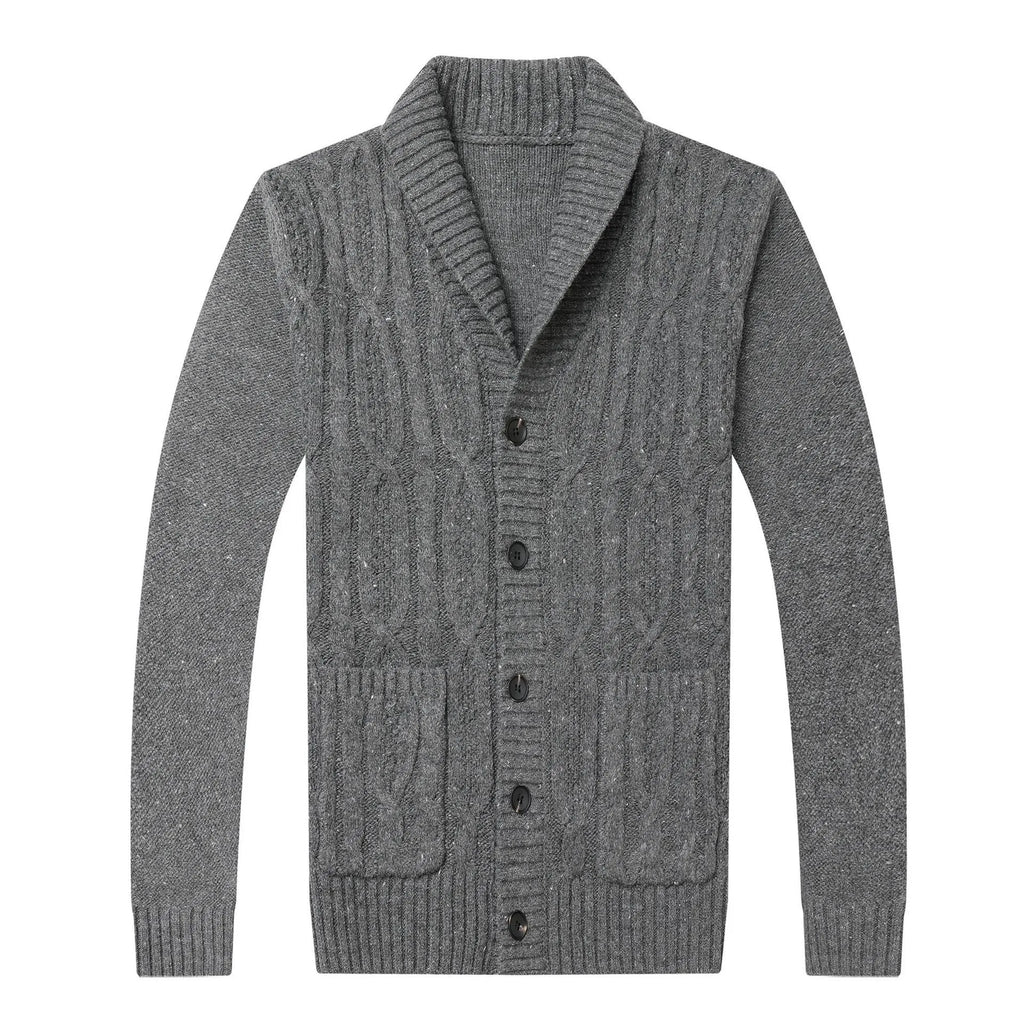Men's Korean style jacquard pattern knitted jacket cardigan in straight cut design