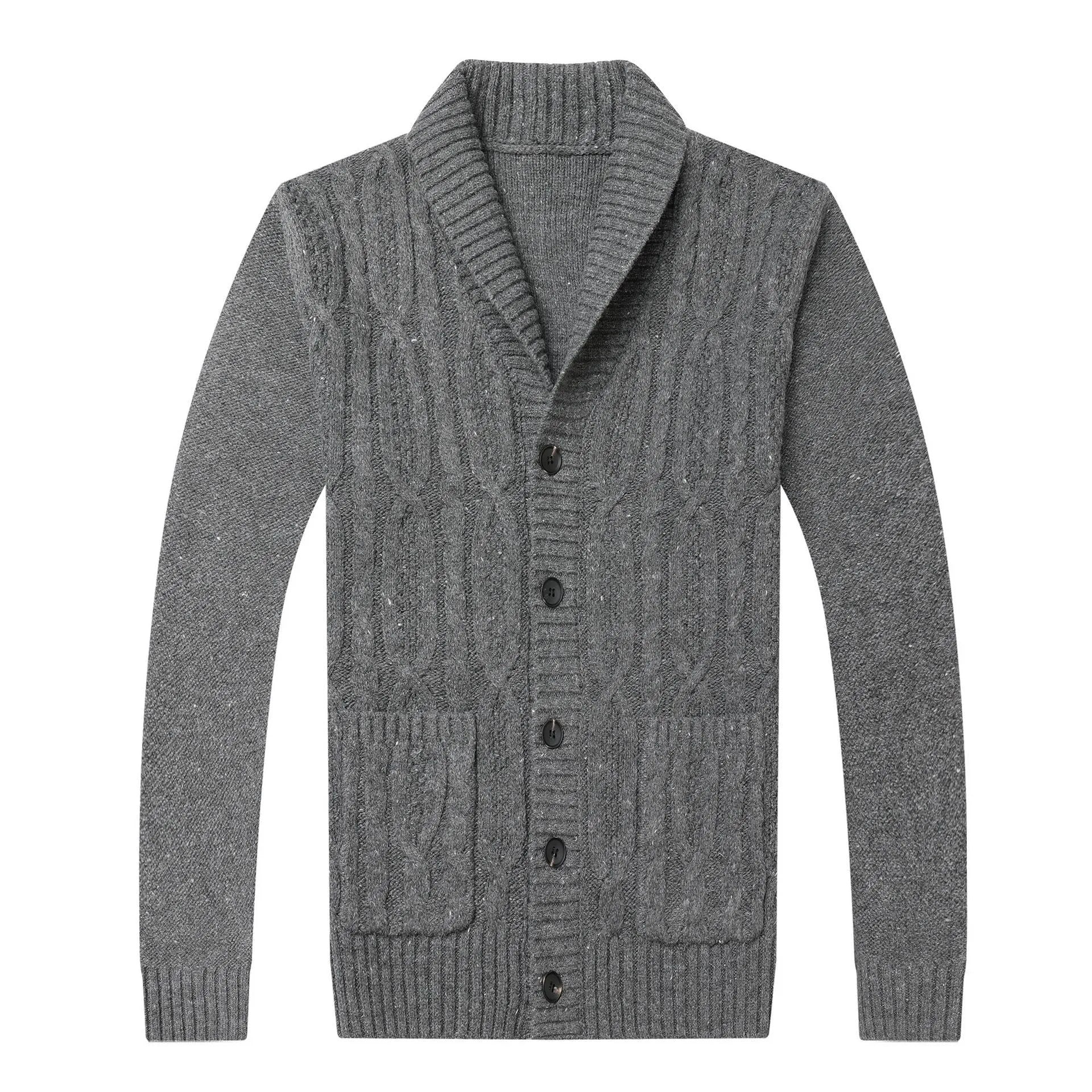 Men's Korean style jacquard pattern knitted jacket cardigan in straight cut design
