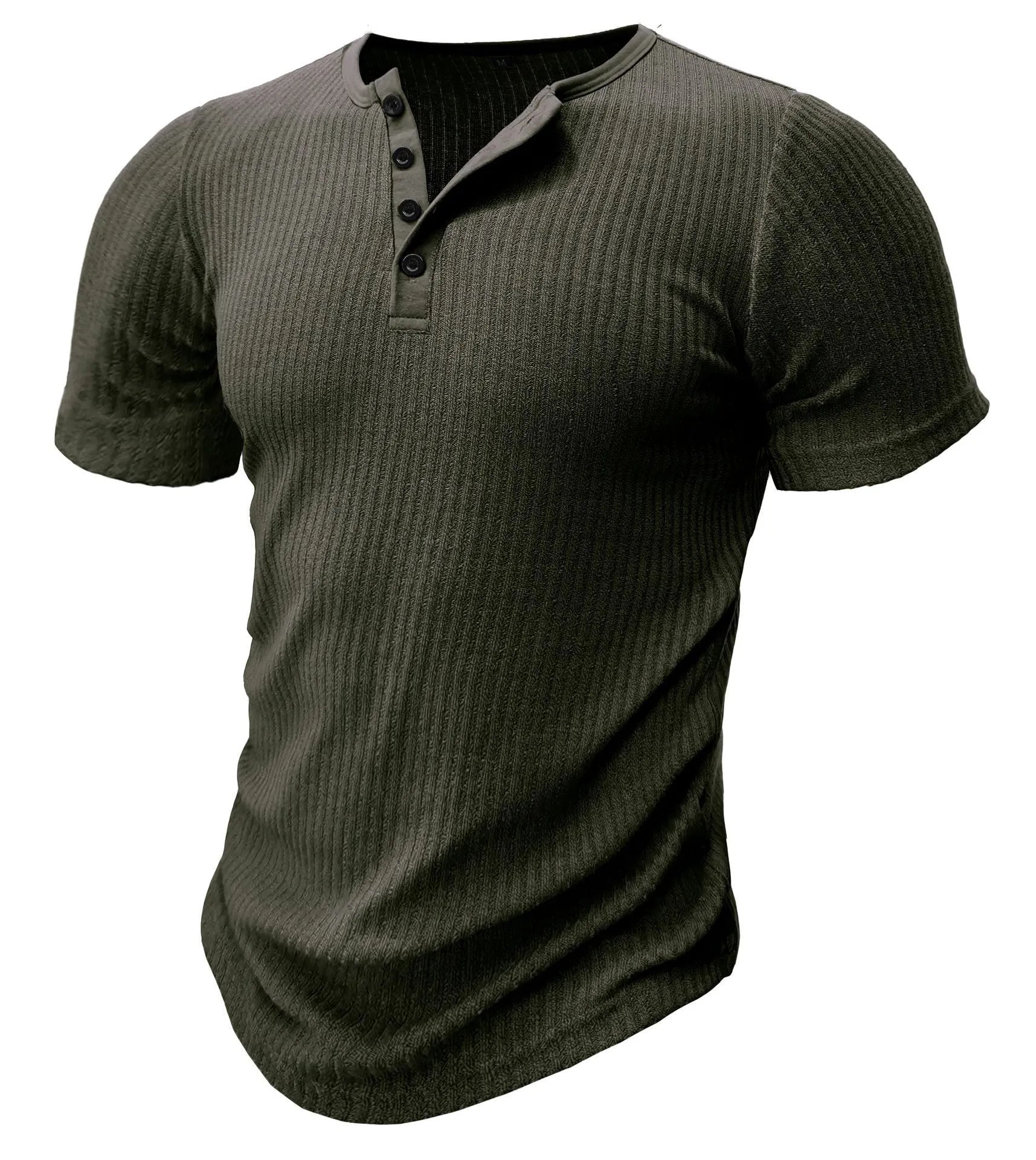 Men's slim-fitting solid colour muscle t-shirt in polyester fabric for sports wear.