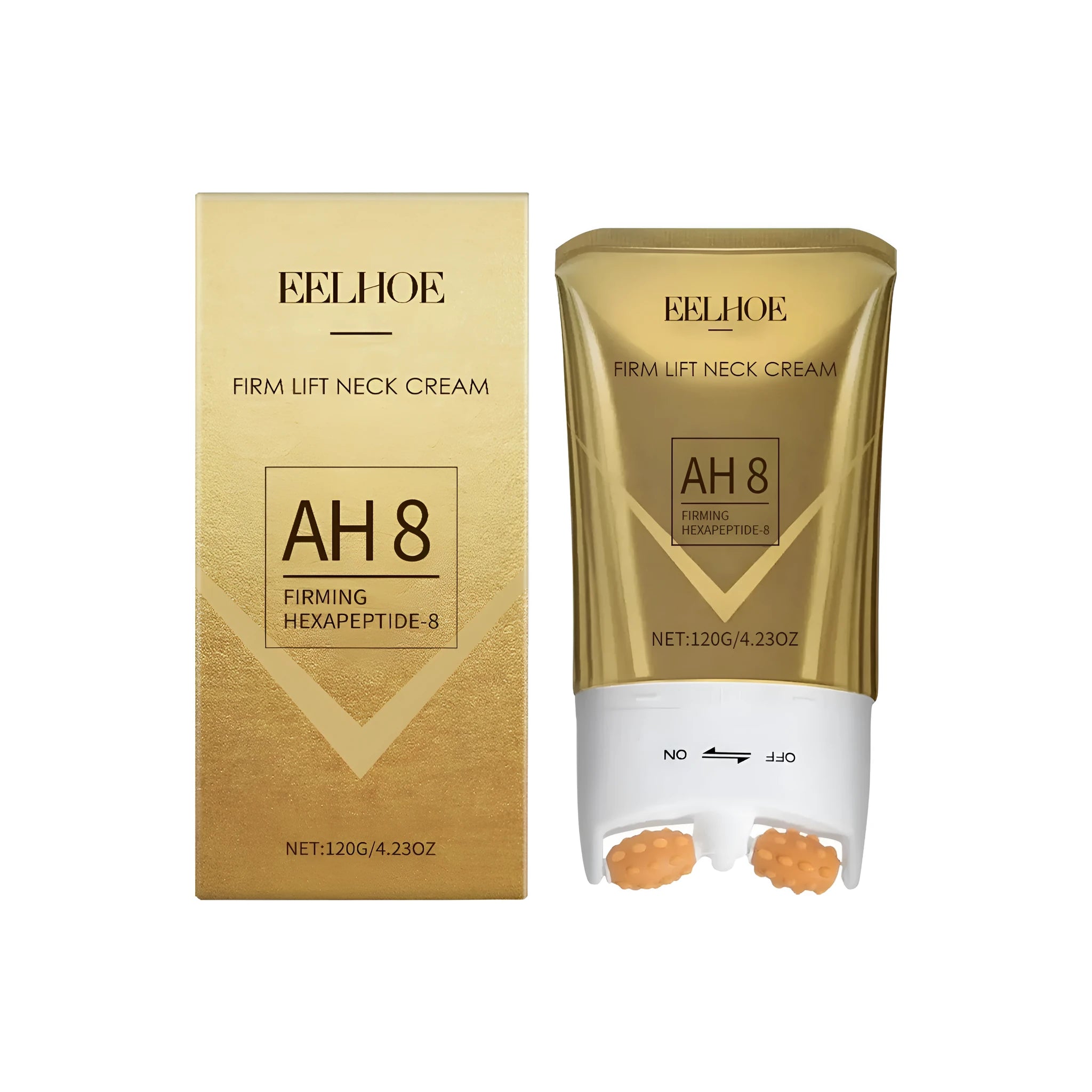 Jar of 120g neck firming cream with peptide formula for lifting and hydrating.