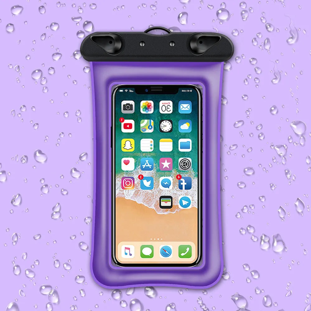 Double airbag mobile phone waterproof bag with 45cm rope in various colours