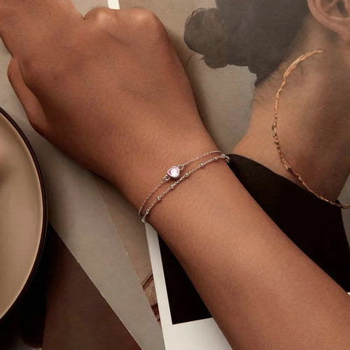 925 sterling silver heart bracelet with adjustable chain and 6mm pendant in sweet girlish style