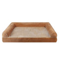 Square sponge cooling dog bed for dogs in a neutral colour on a floor.
