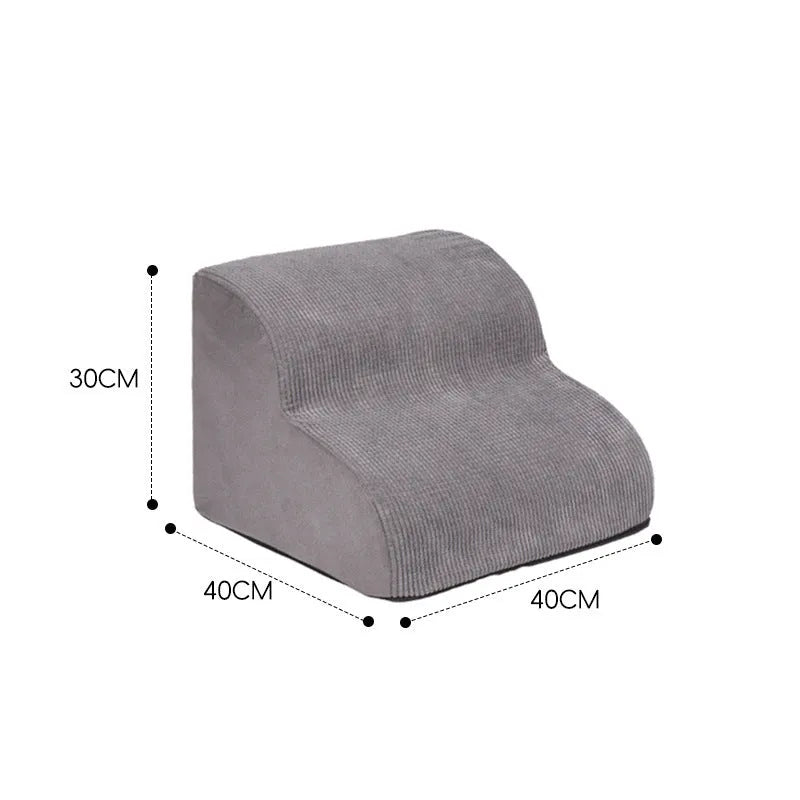 Wave pet stairs for small dogs in cloth fabric with multi-level slope options and colour choices including beige, gray, black, khaki, and tiger embroidery