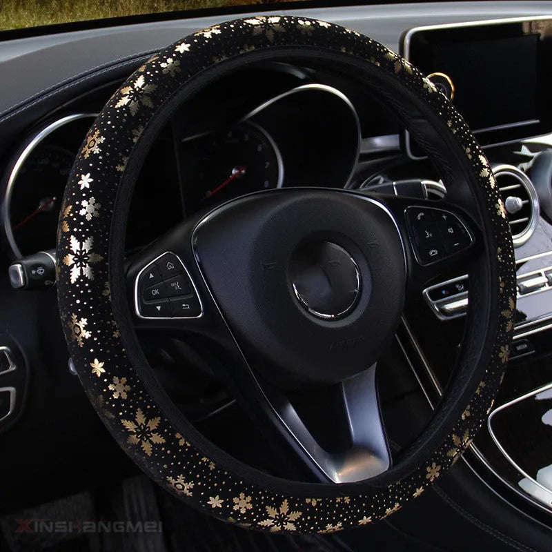 Hot Gilded Snowflake car steering wheel cover in Korean style flash gold for 37-38cm universal fit