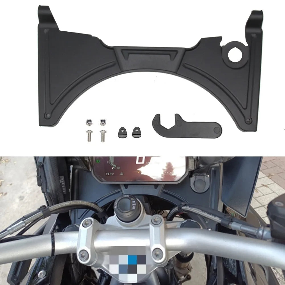 Black polycarbonate cockpit fairing kit for BMW R1250GS motorcycle with mounting hardware