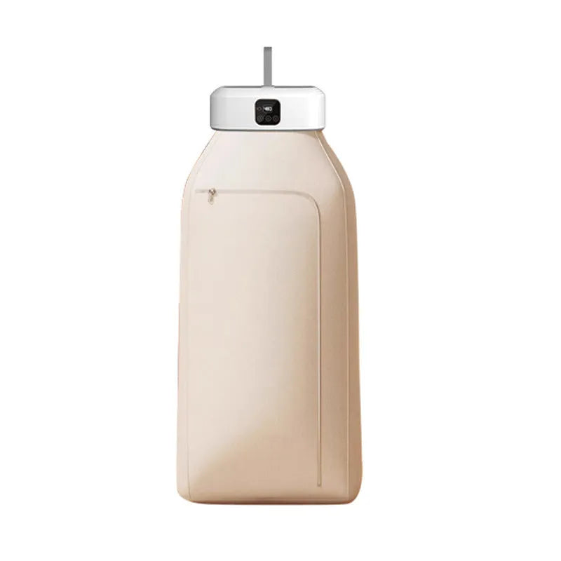 White cylindrical compact laundry dryer with remote control for dormitory use