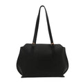 Women's PU tote bag in urban simplicity style, available in black, brown, khaki, white, with sandwich pocket and double straps