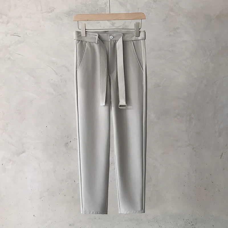 Boys slim straight wool trousers in tapered business casual style