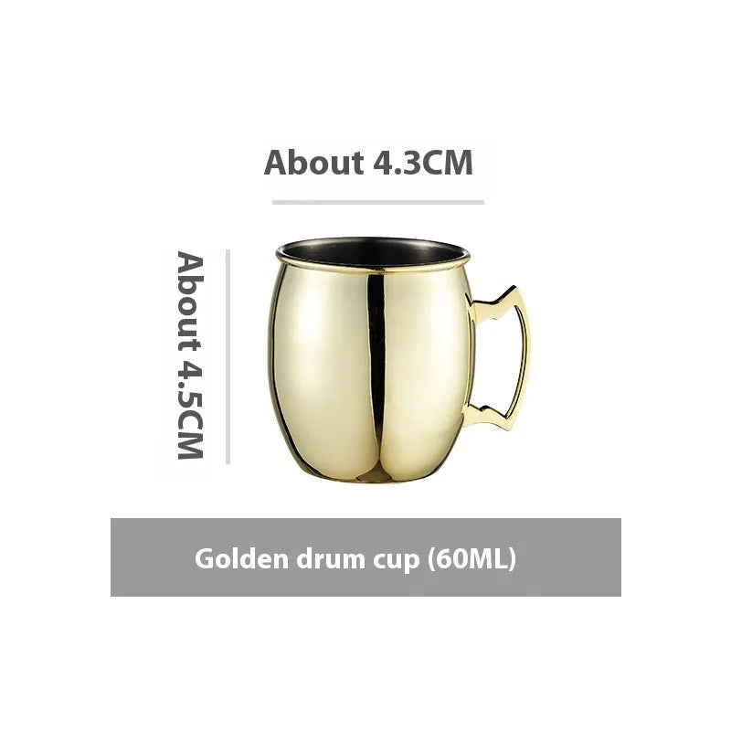 Stainless steel Moscow Mule cup with copper plating in hammered or smooth finish