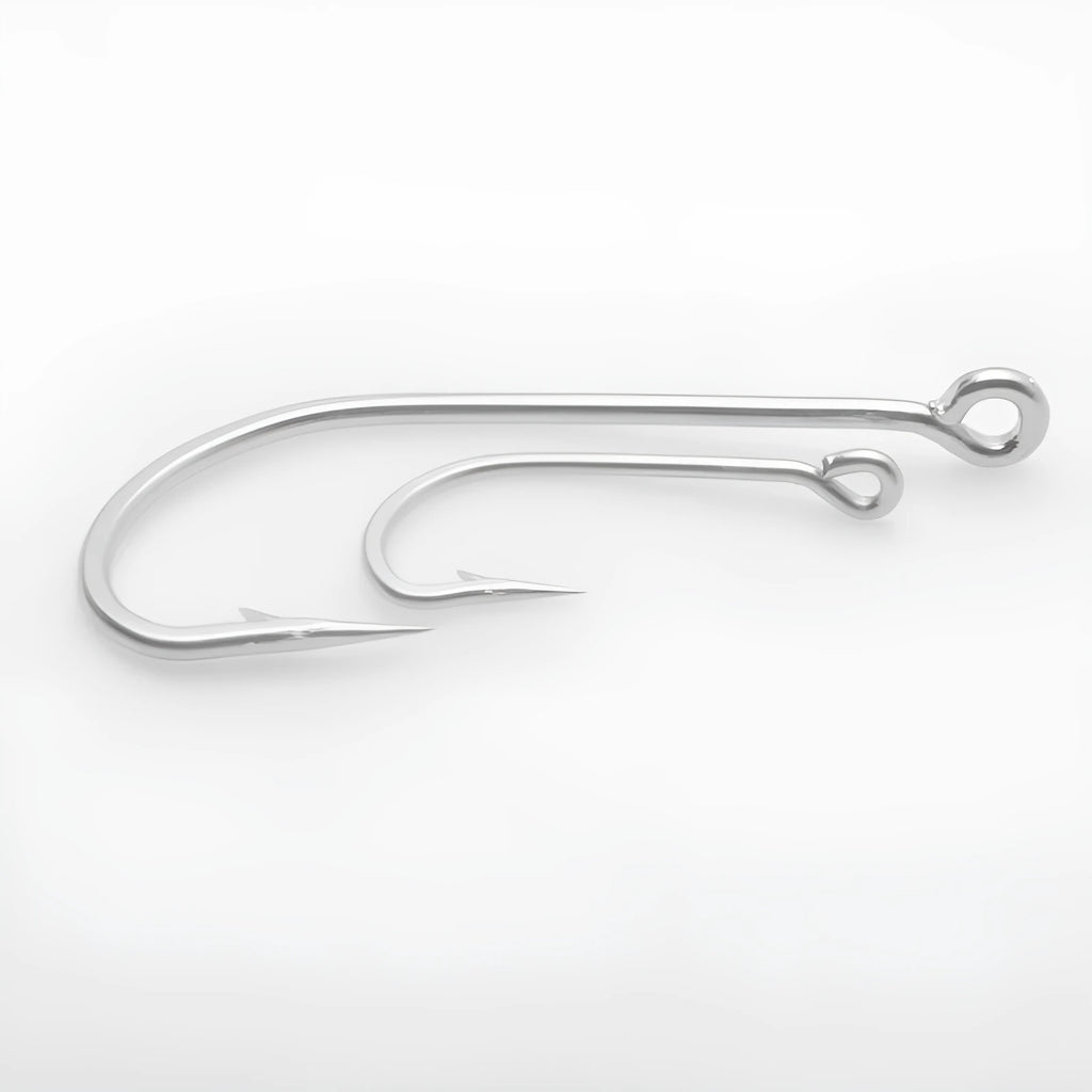 Stainless steel sea fishing hooks in twelve specifications for ocean boat fishing in 10 or 20 piece packs