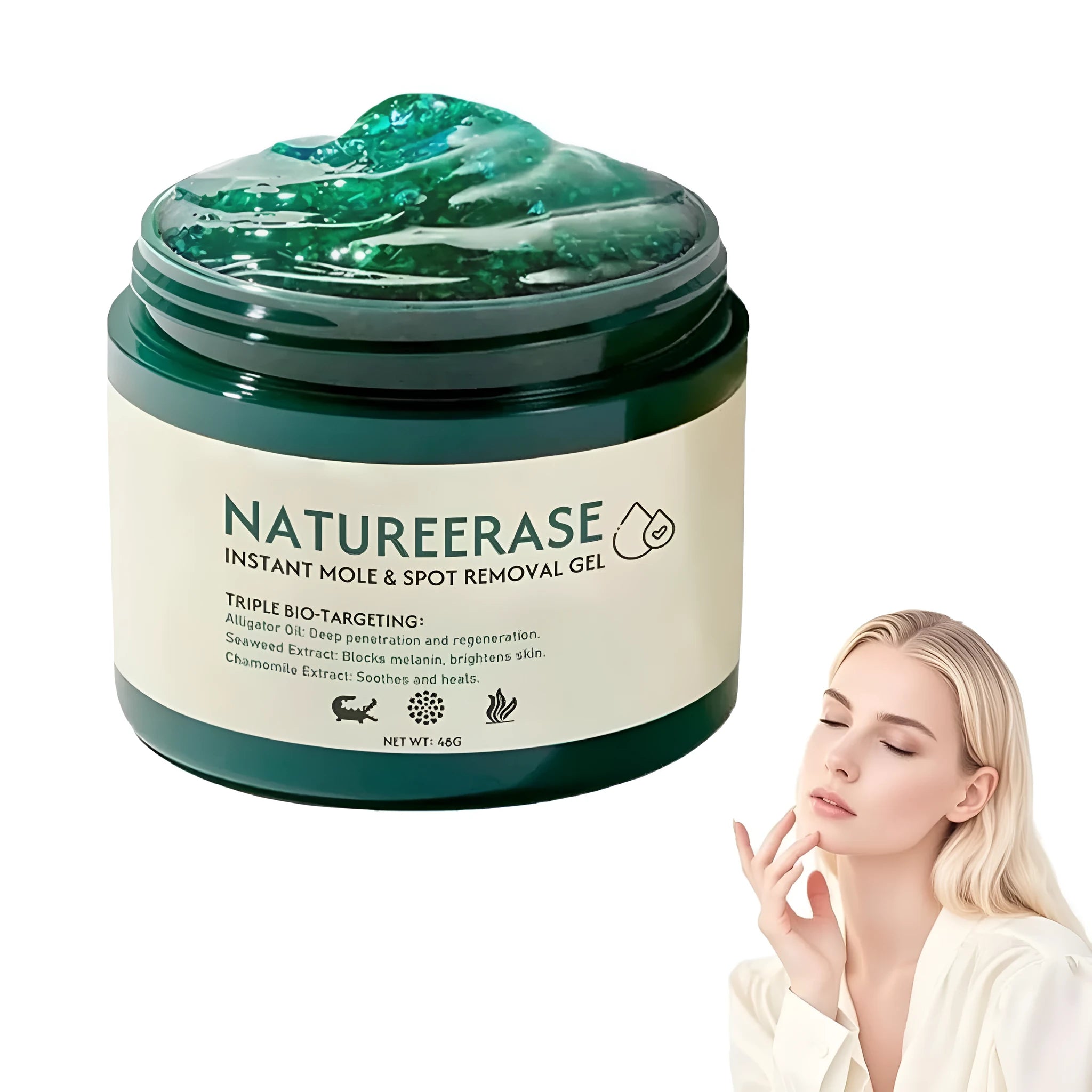 Natureerase 45g tube of hydrating mole removal gel for face and body treatment