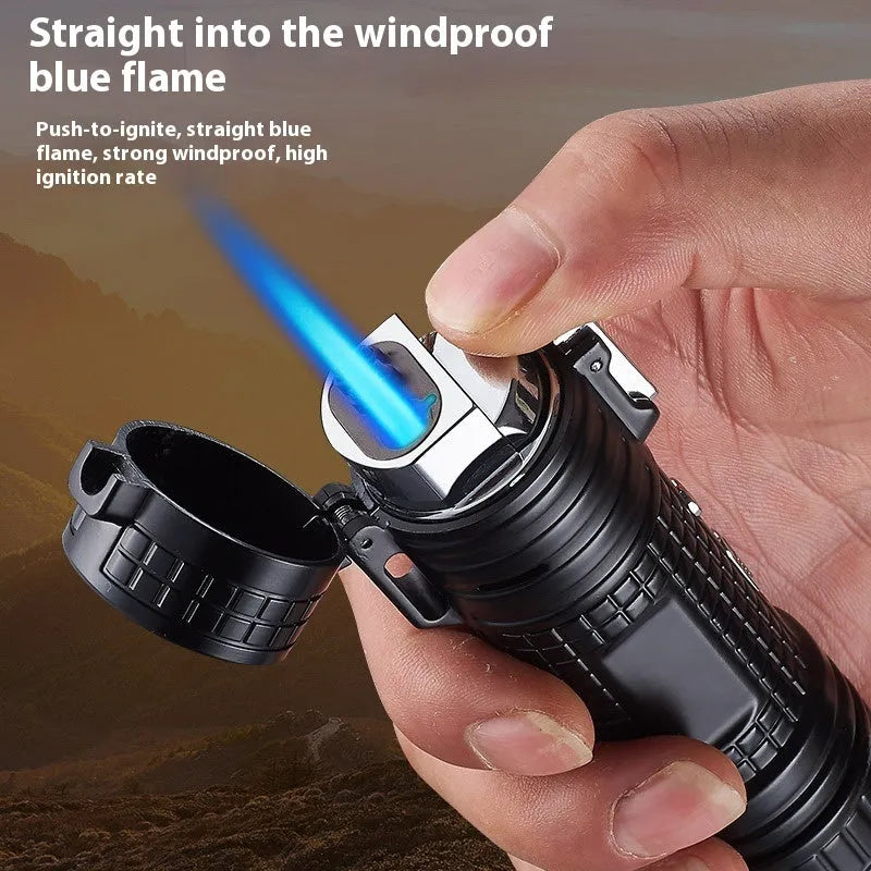 TH727 multifunction waterproof flashlight lighter in metal construction with five colour options