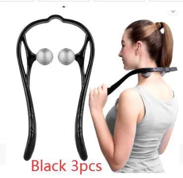 Plastic hand massage roller with adjustable width stand and 3D floating-point design for neck and shoulder pressure point therapy
