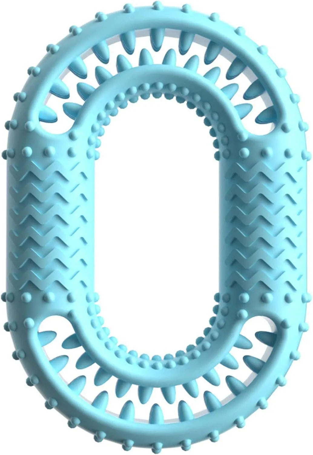 Blue O-ring shaped resistant dog chew toy for aggressive chewers and dental care