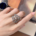 Gold-plated copper women's ring with hexagon zirconia stone in colour KYRA01804