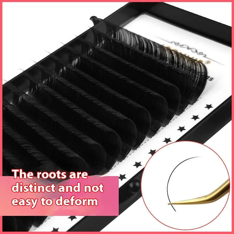 False eyelashes made from mink hair in 16-row dense construction showing length variations