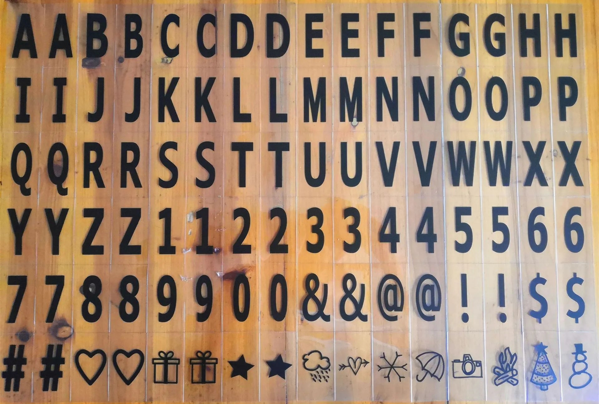 LED letter light box with PVC shell showing alphabet piece, 300x220x60mm size, for indoor custom signage