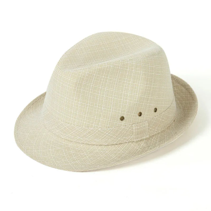 Men's thickened fedora hat shown in classic colours with size options from 57 to 60 centimetres.
