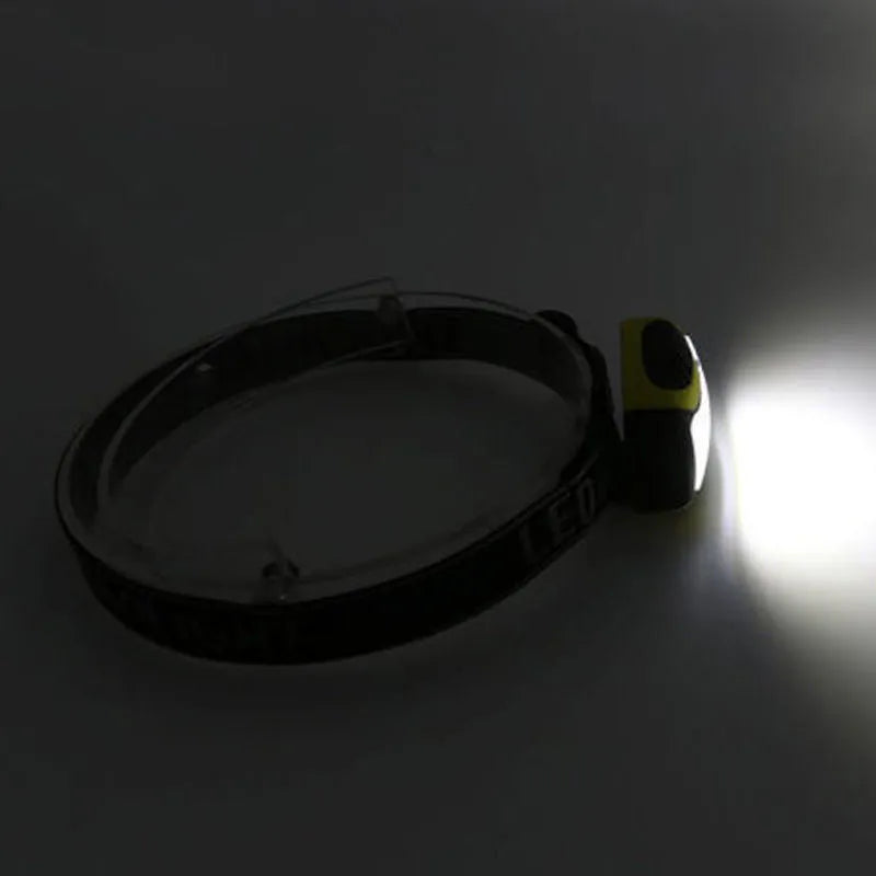 Yellow plastic three-speed COB LED headlamp for outdoor and work use.