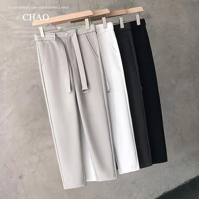 Boys slim straight wool trousers in tapered business casual style