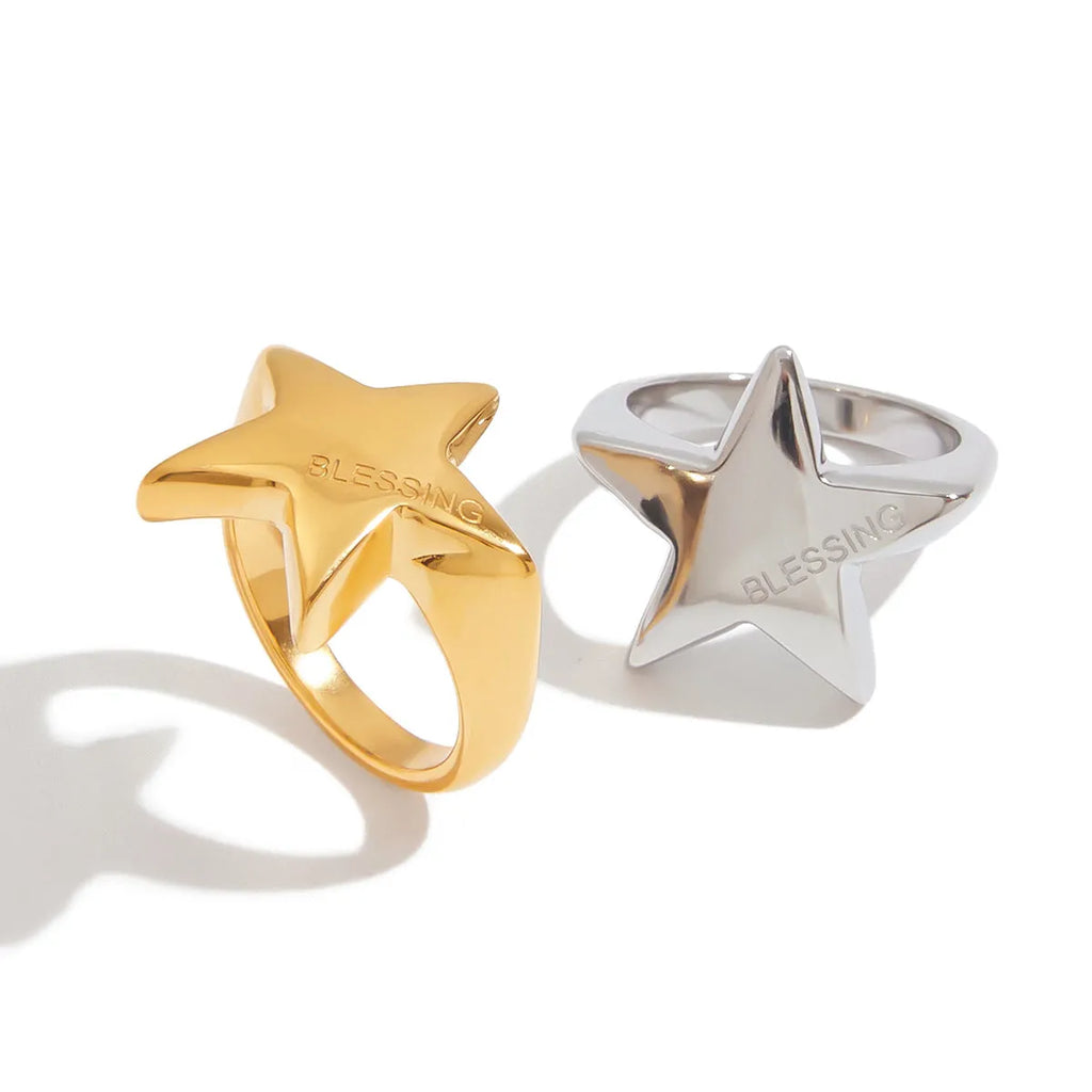 Women's five-pointed star stainless steel ring with electroplated finish, size No. 7, colour JDR0103056