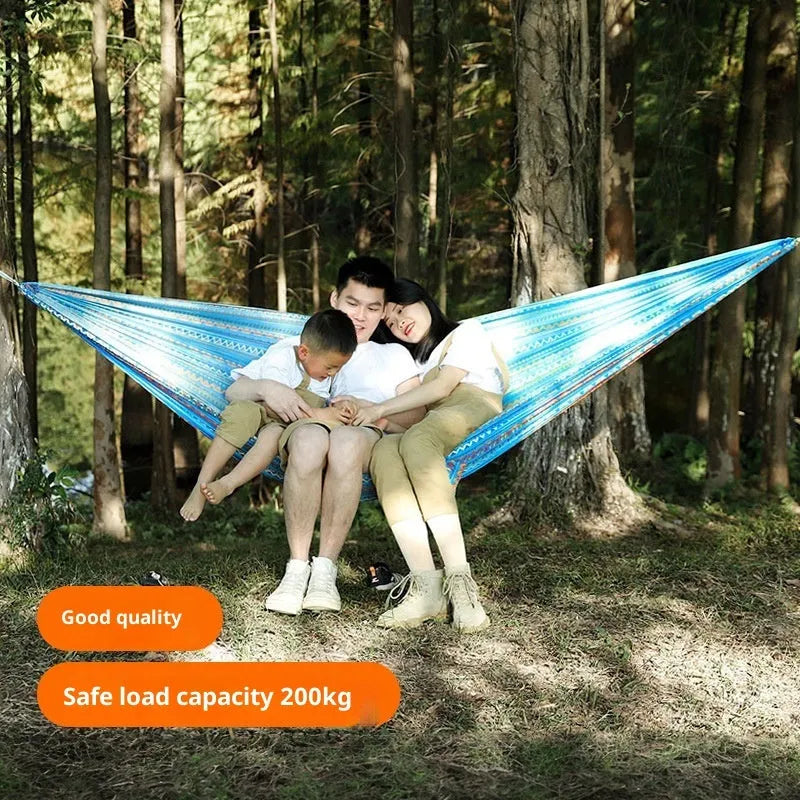 Parachute cloth printing park camping hammock in bohemian yellow, 260x140cm polyester with 200kg capacity